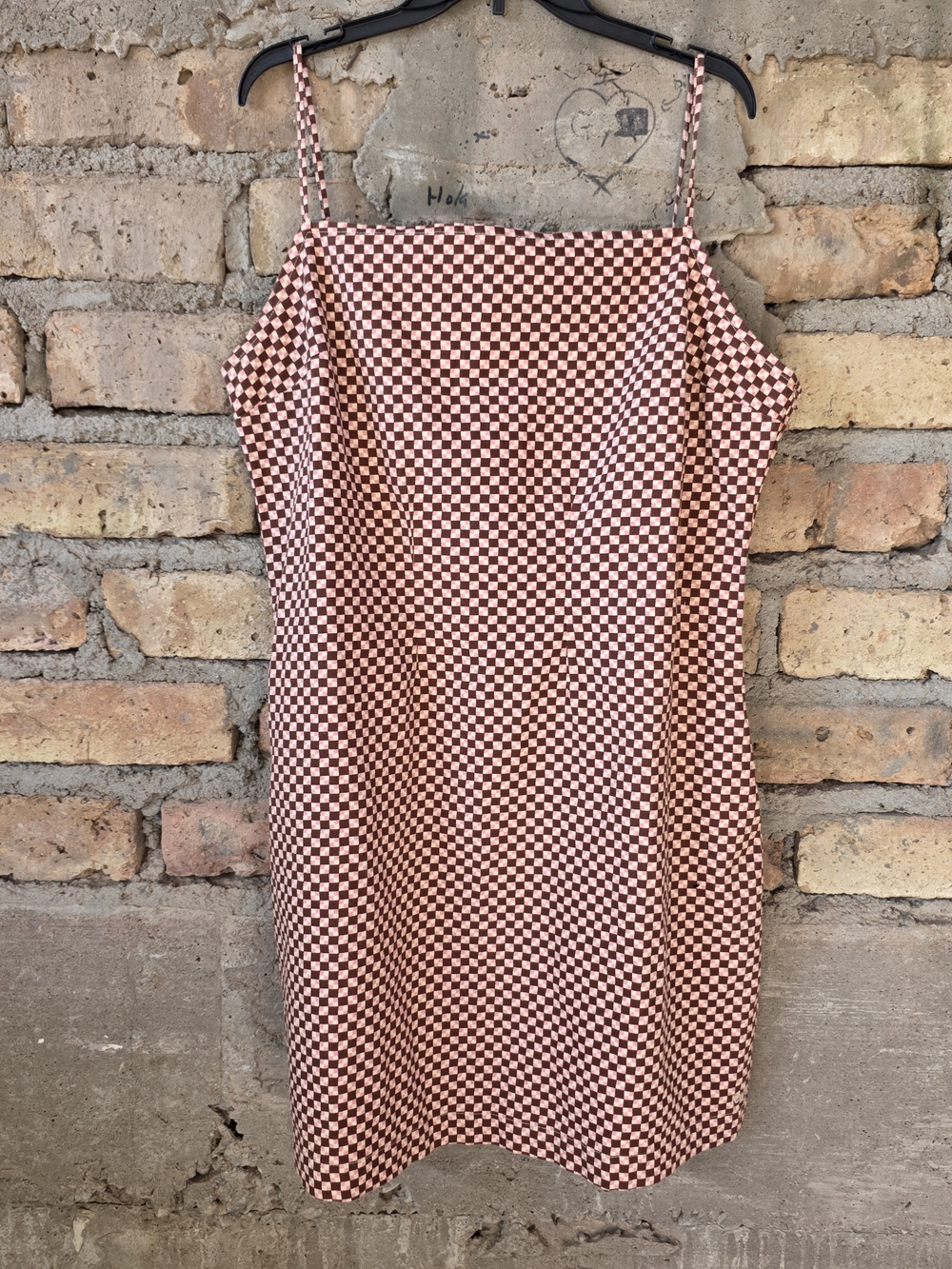 Levi's Brown Pink Checkered Mini Dress Cami Slip Dress Size XXL